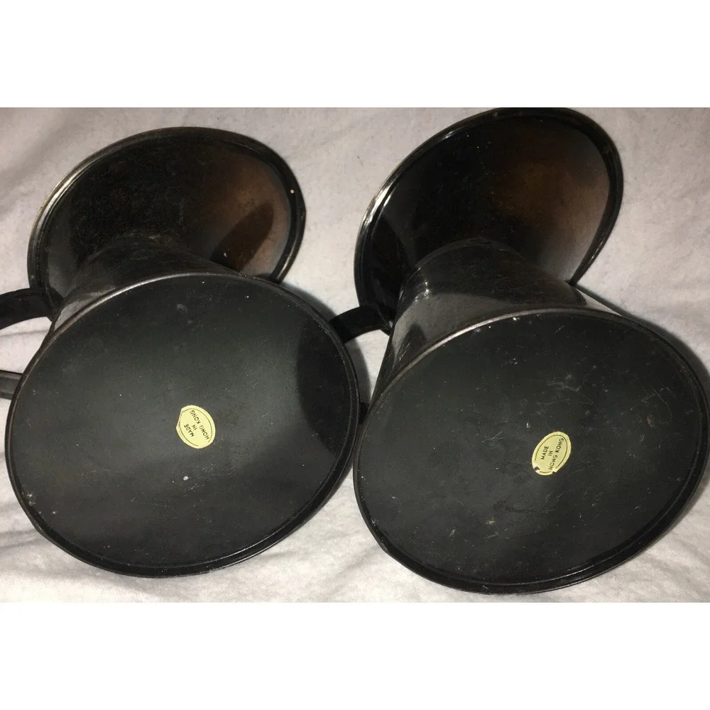 Vintage Rustic Copper and Brass Pitchers Primitive Patina Farmhouse Decor